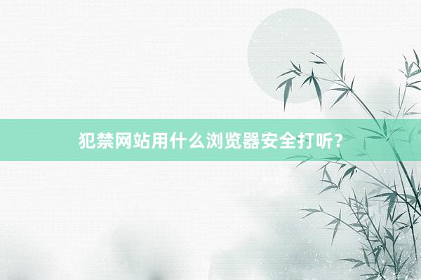 犯禁网站用什么浏览器安全打听？
