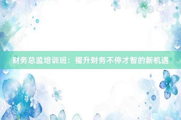 财务总监培训班：擢升财务不停才智的新机遇